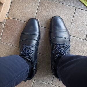 Steve Madden Men’s Black Leather Zip Boots Size 11 Cap Toe Casual Dress